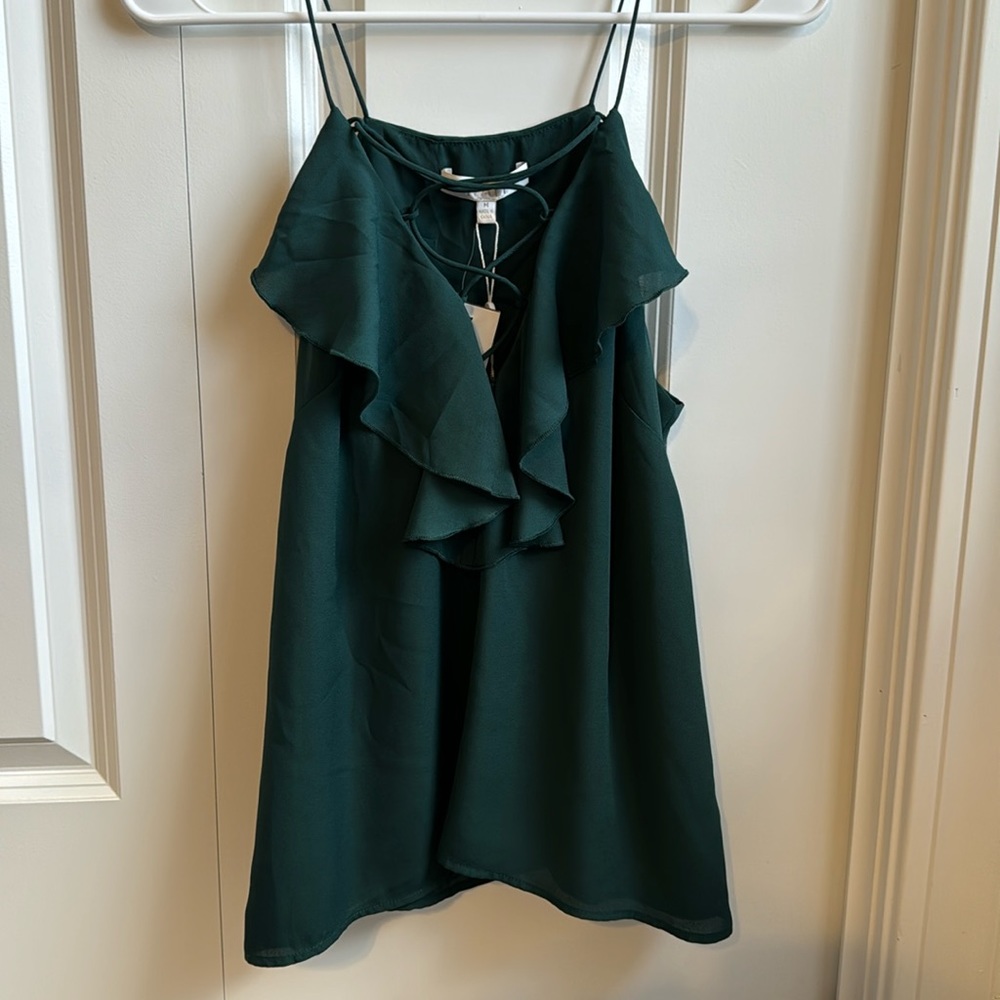 WAYF Lace up ruffle cami